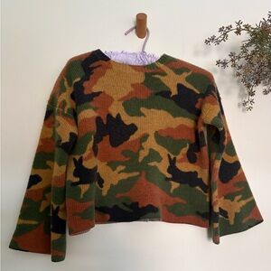 Madewell Camo Bunny Cropped Wool Sweater-XS